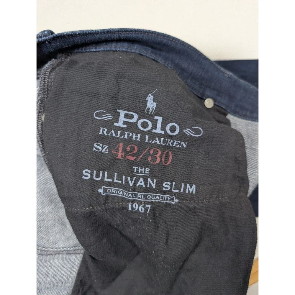 Polo Ralph Lauren Sullivan Slim Men's 42x30 5 Pocket Dark Wash Blue Denim Jeans